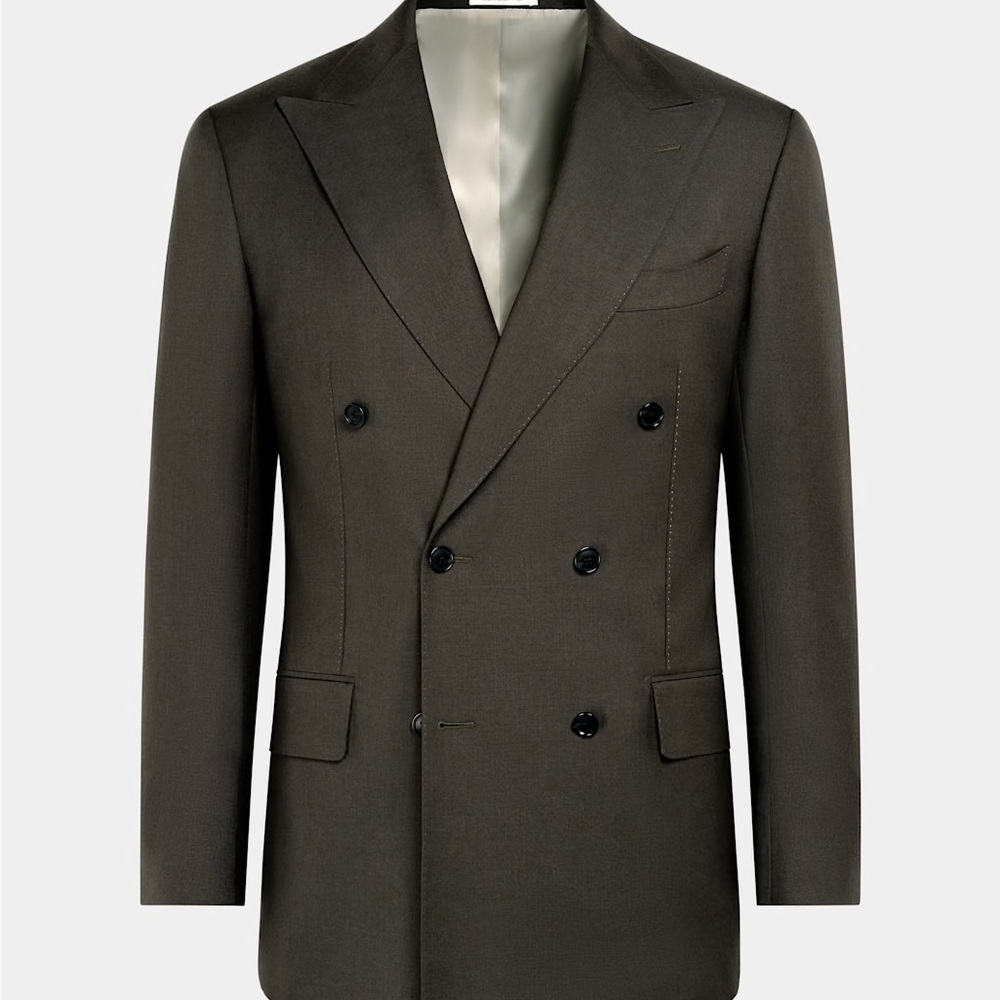 Suitsupply Women’s custom Double-Breasted Moss Green suit 100%wool FW2025
